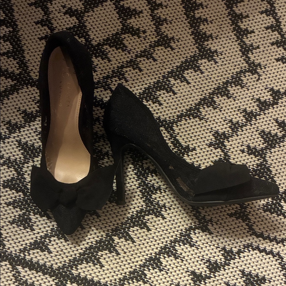 Elegant Black Lace w Bow Heels Lauren Conrad Woman’s 7.5 Pump NWOB